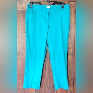 Laundry by Shelli Segal‎ Vibrant Teal Green Cropped Pants Business Casual SZ 10